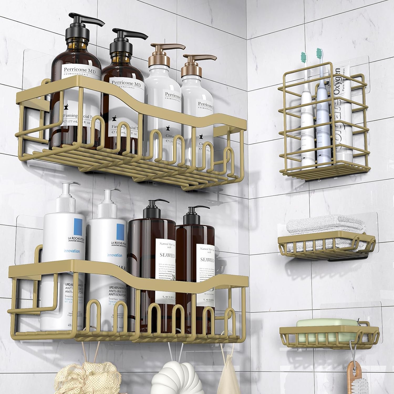 5-Pack Adhesive Shower Caddy