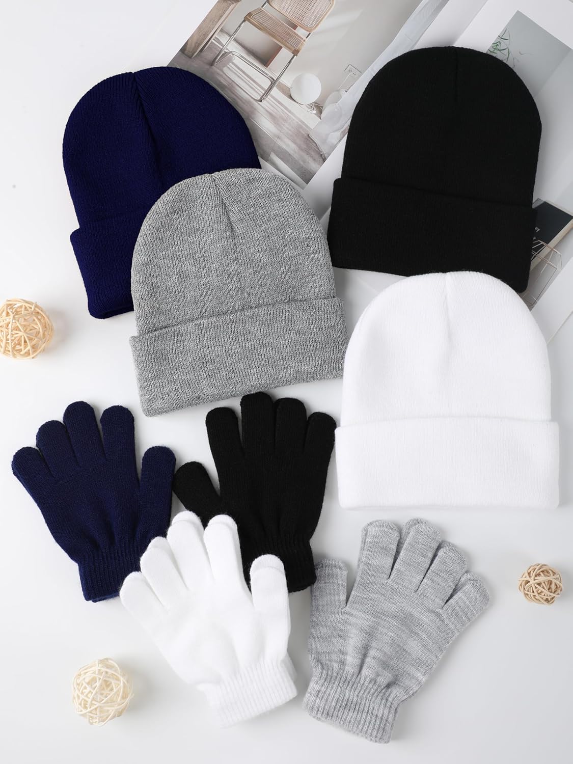 Glooarm 8 Pack Kids Beanie Hats and Gloves Set