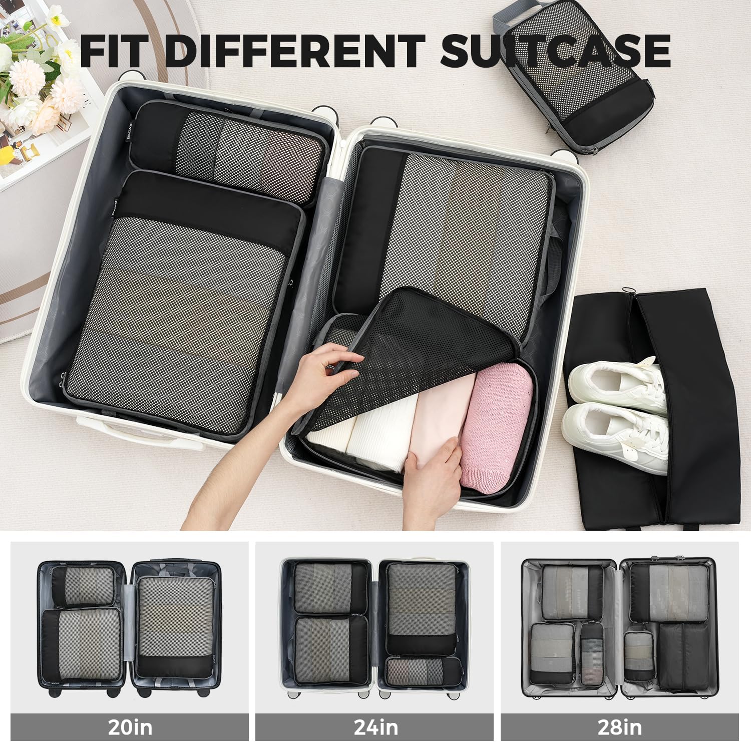 BAGAIL Compression Packing Cubes Travel Organizers