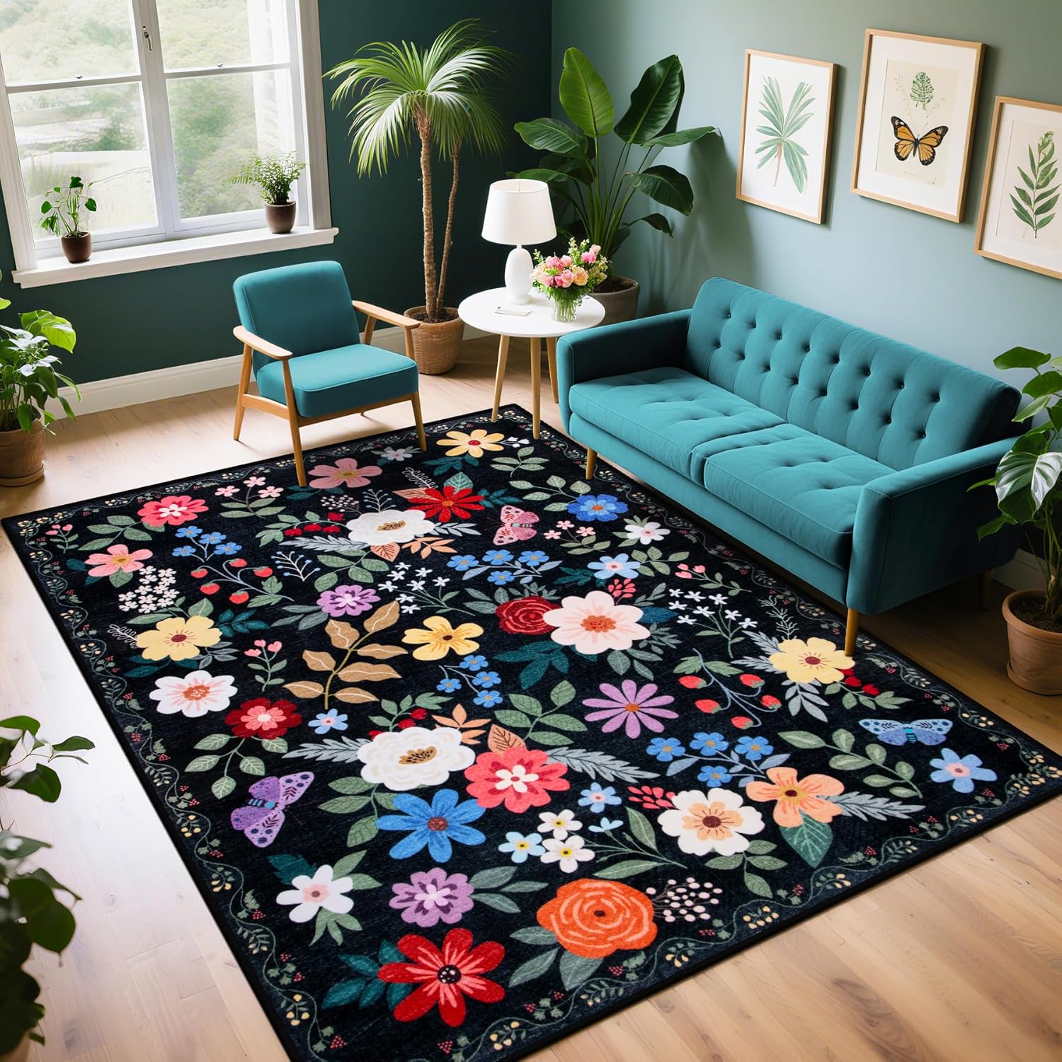 8x10 Area Rugs for Living Room: Floral Washable Rug Vintage