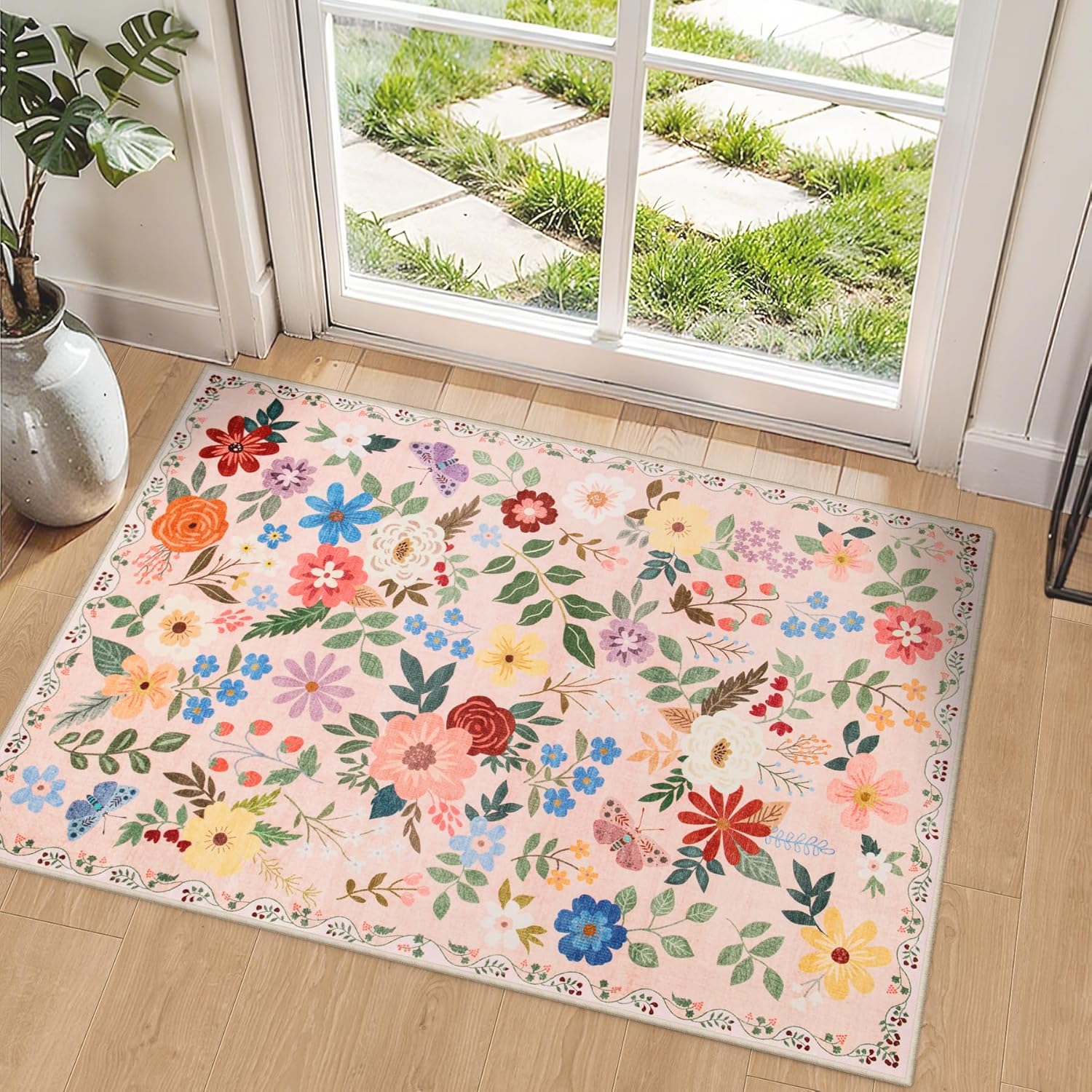 8x10 Area Rugs for Living Room: Floral Washable Rug Vintage