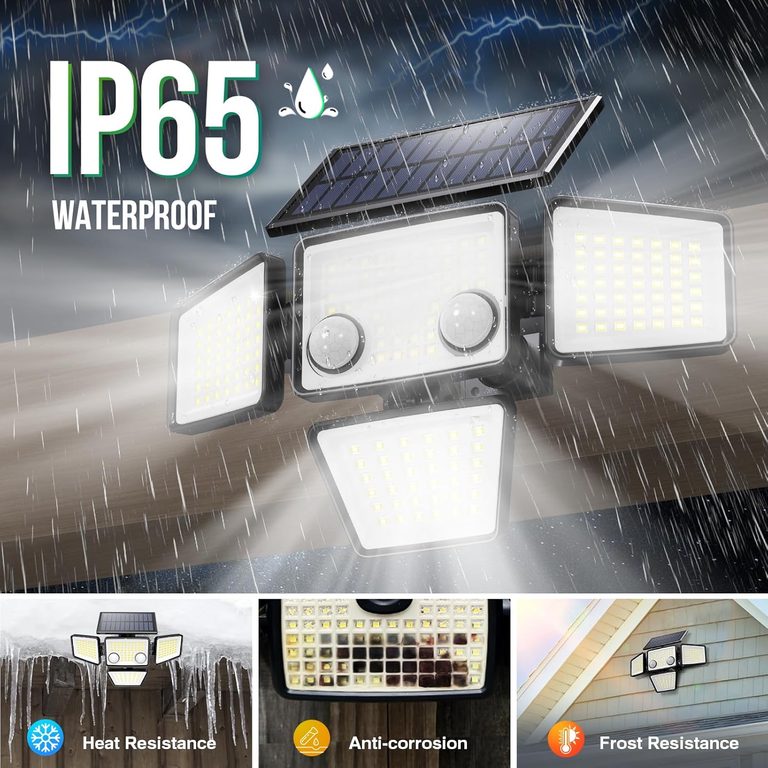 Solar Motion Sensor Lights Outdoor Security Floodlights