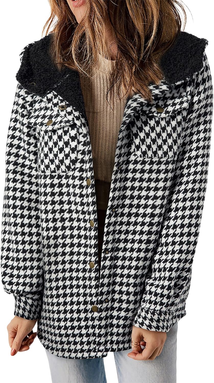 Dokotoo Womens Plaid Shacket Jacket Warm Coat