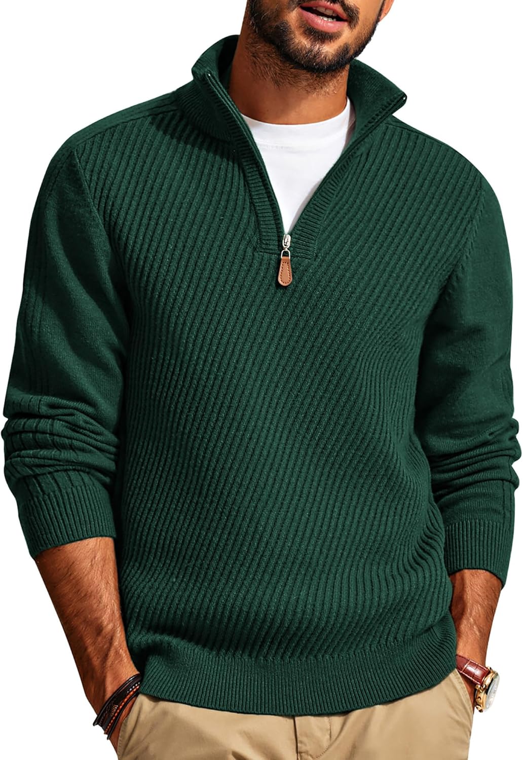 PJ PAUL JONES Mens Quarter Zip Pullover Sweaters