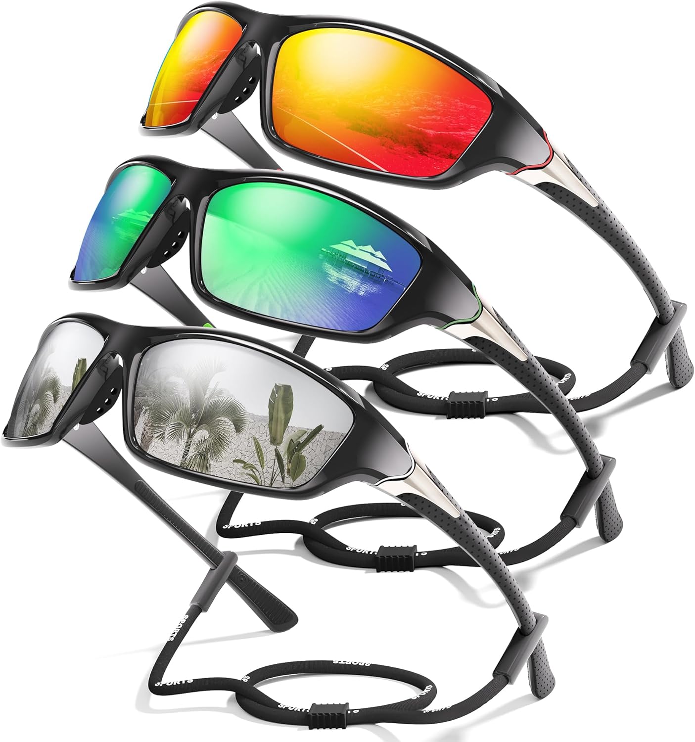 3-Pack Polarized Sports Sunglasses for Men