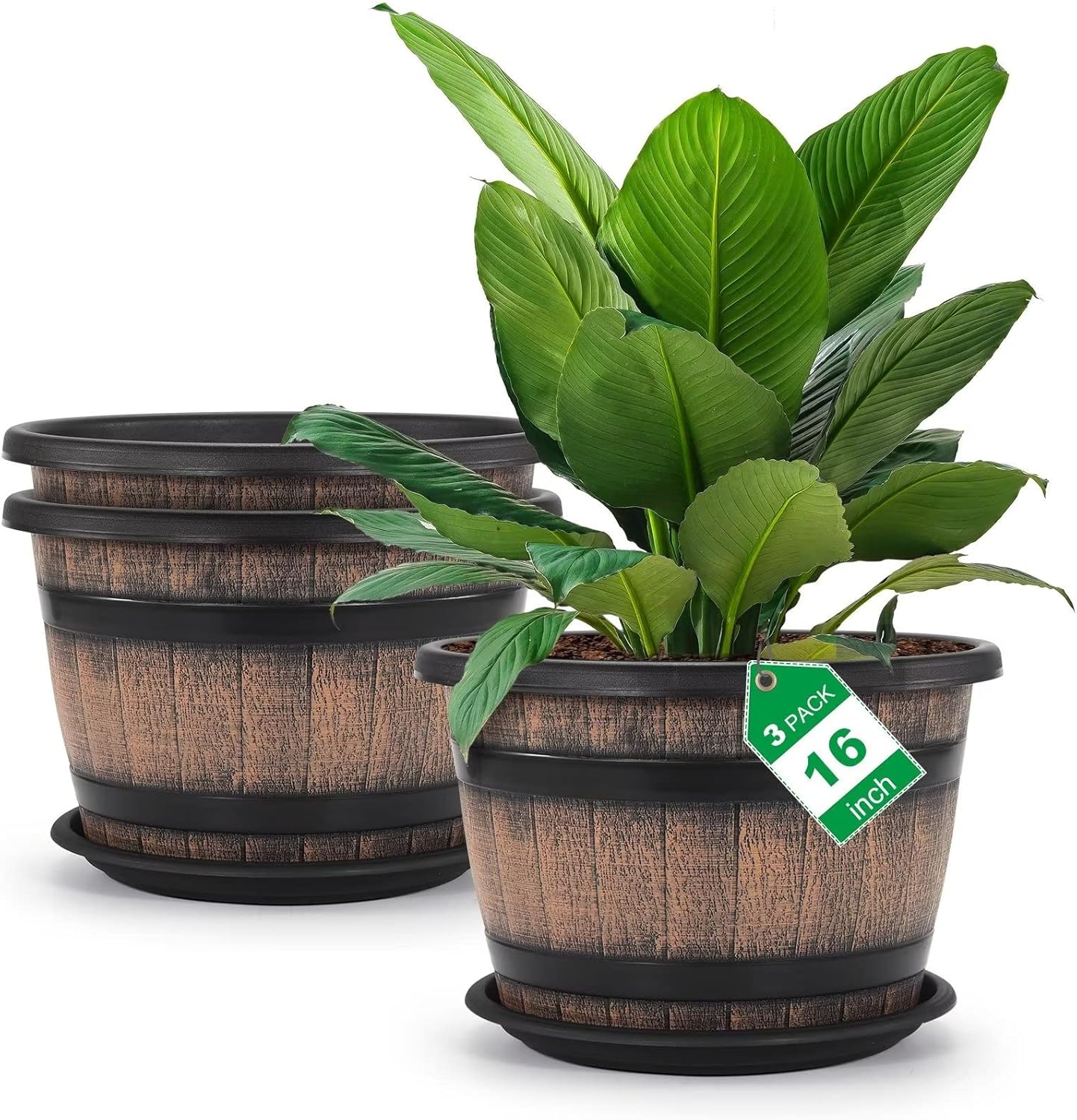 Quarut Plant Pots Whiskey Barrel Planters