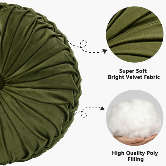 HIG Decorative Round Pleated Throw Pillows