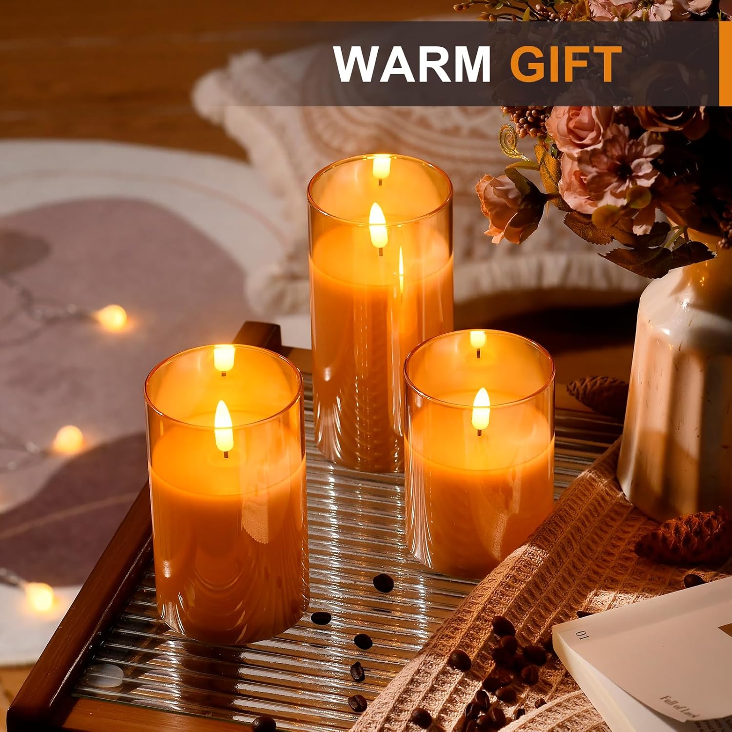 Glass LED Flameless Candles, Remote & Timer