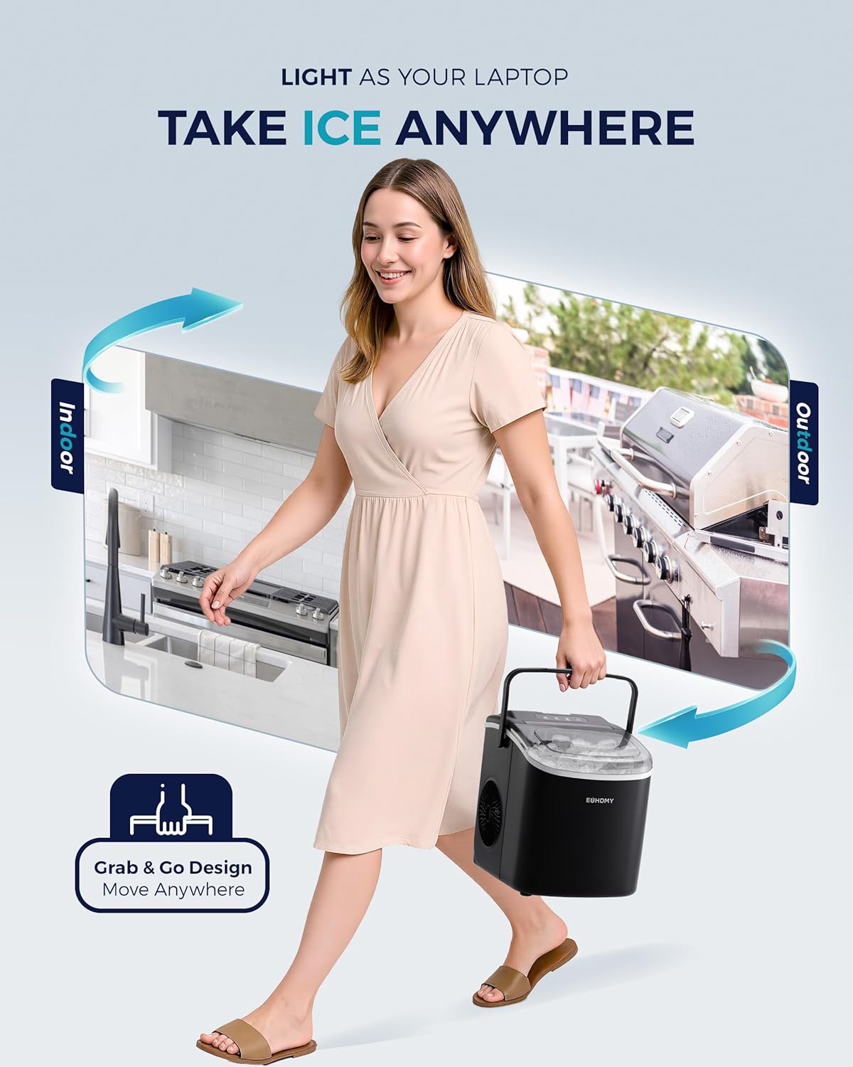 EUHOMY Countertop Ice Maker with Handle