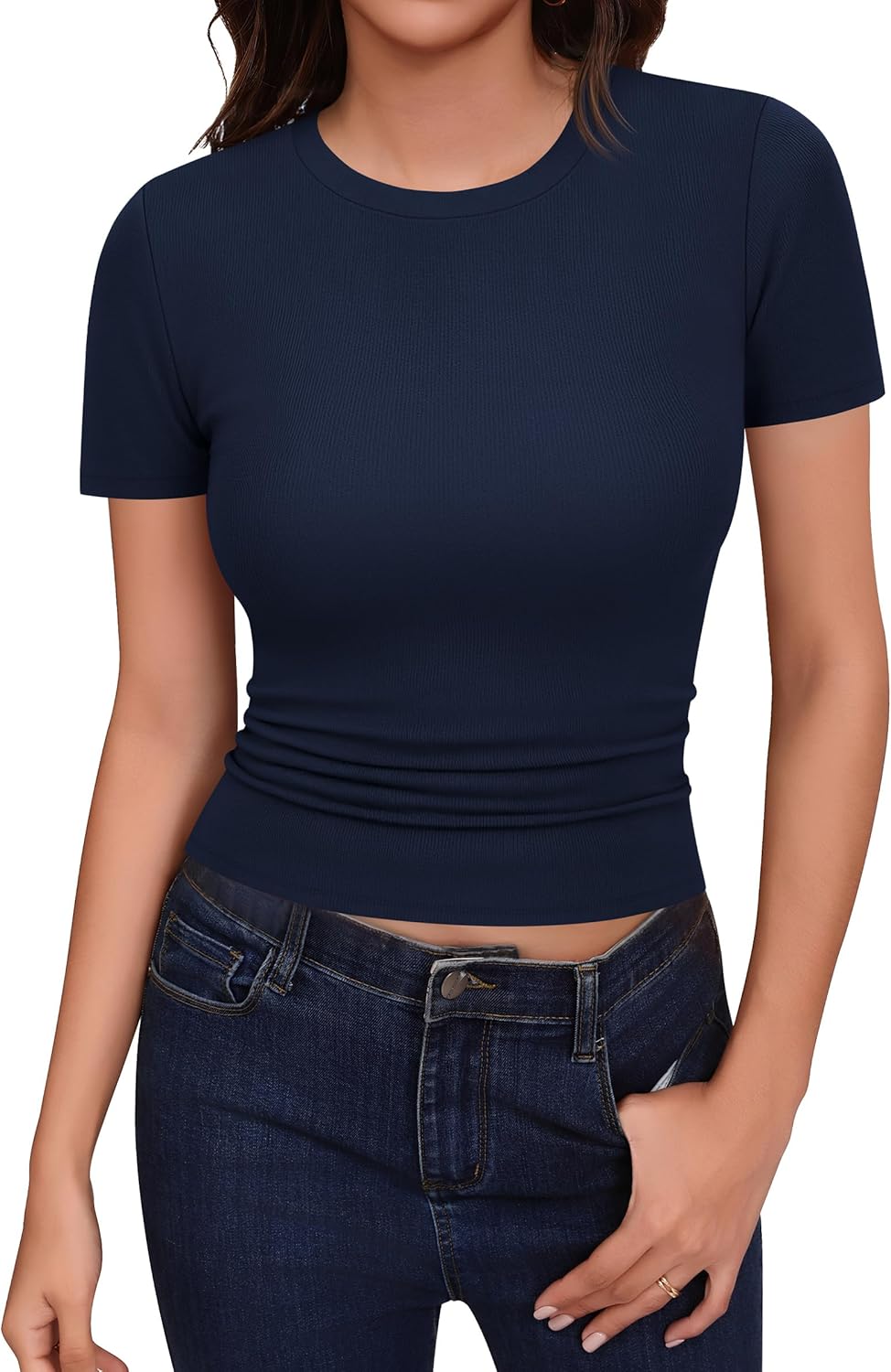 Missufe Women's Crew Neck Short Outfits