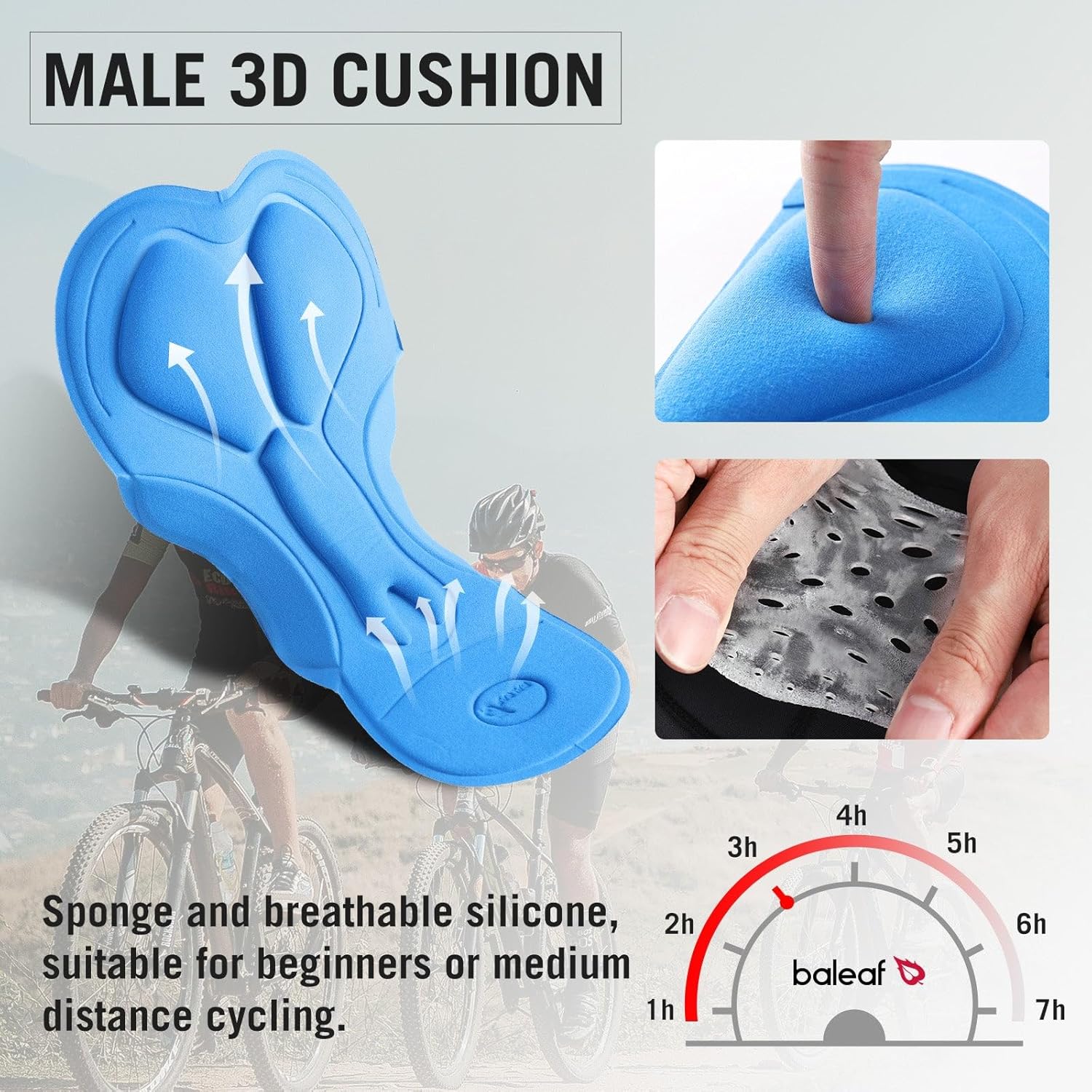 baleaf Men's 3D Padded Bike Shorts Underwear