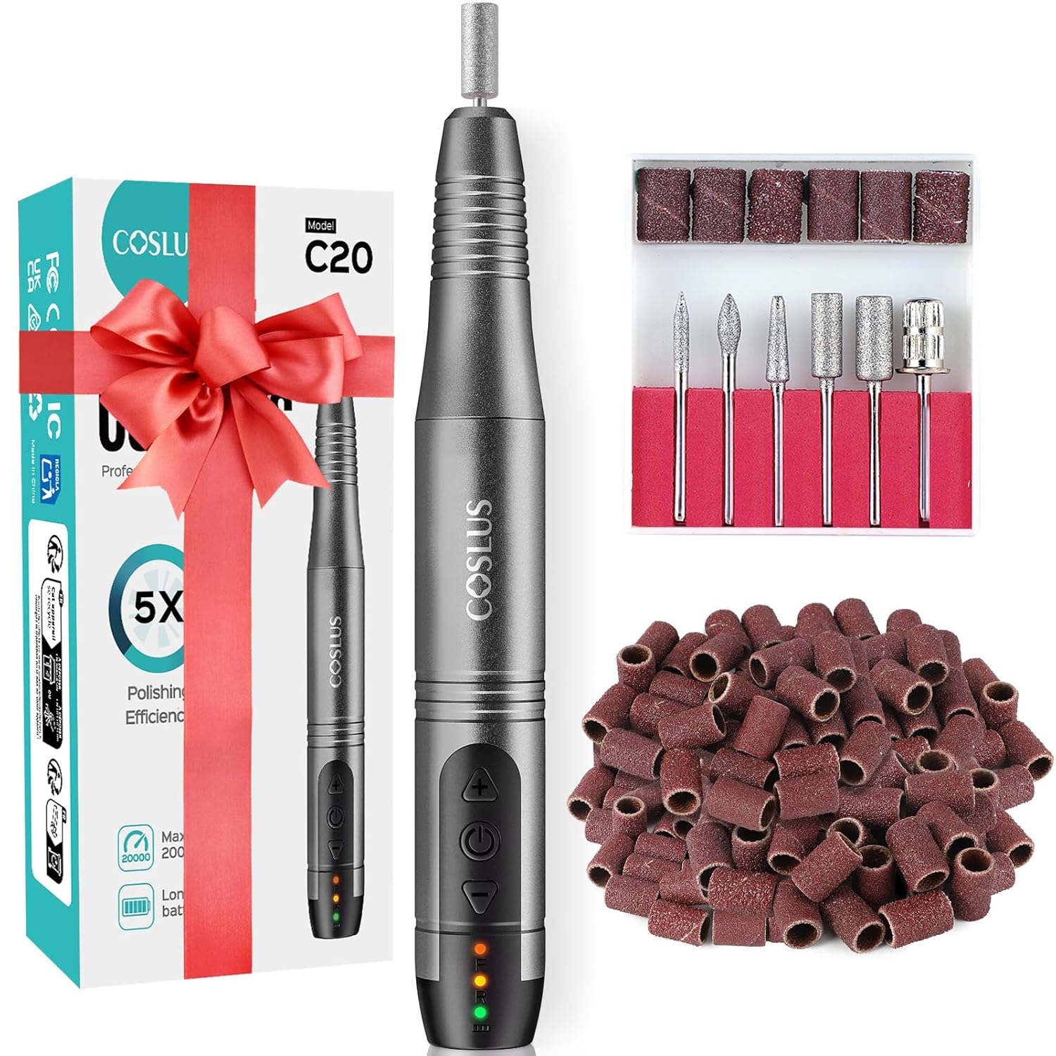 COSLUS Cordless Nail Drill Kit – Rechargeable Electric
