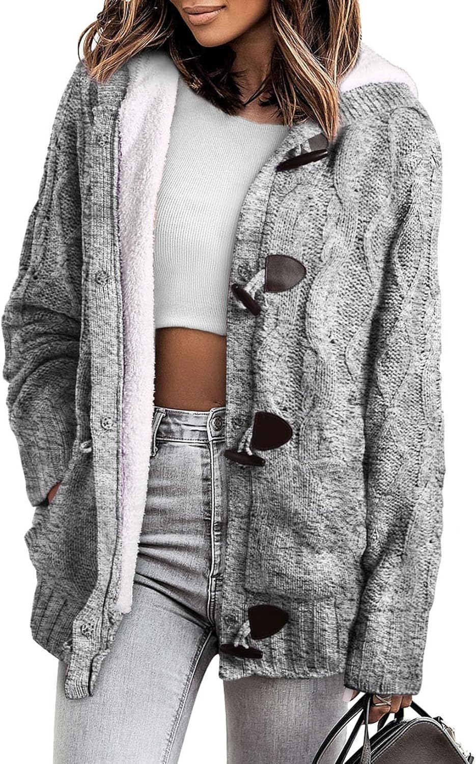 Sidefeel Women's Cardigan Sweaters Hooded