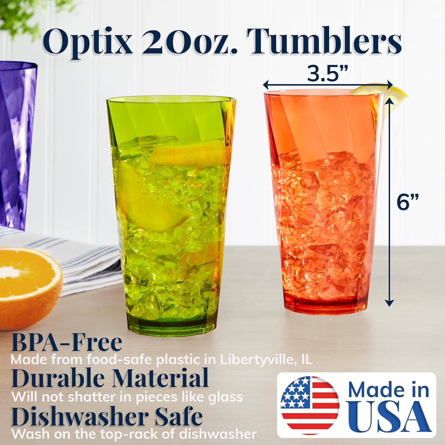US Acrylic Optix Plastic Reusable Drinking Glasses
