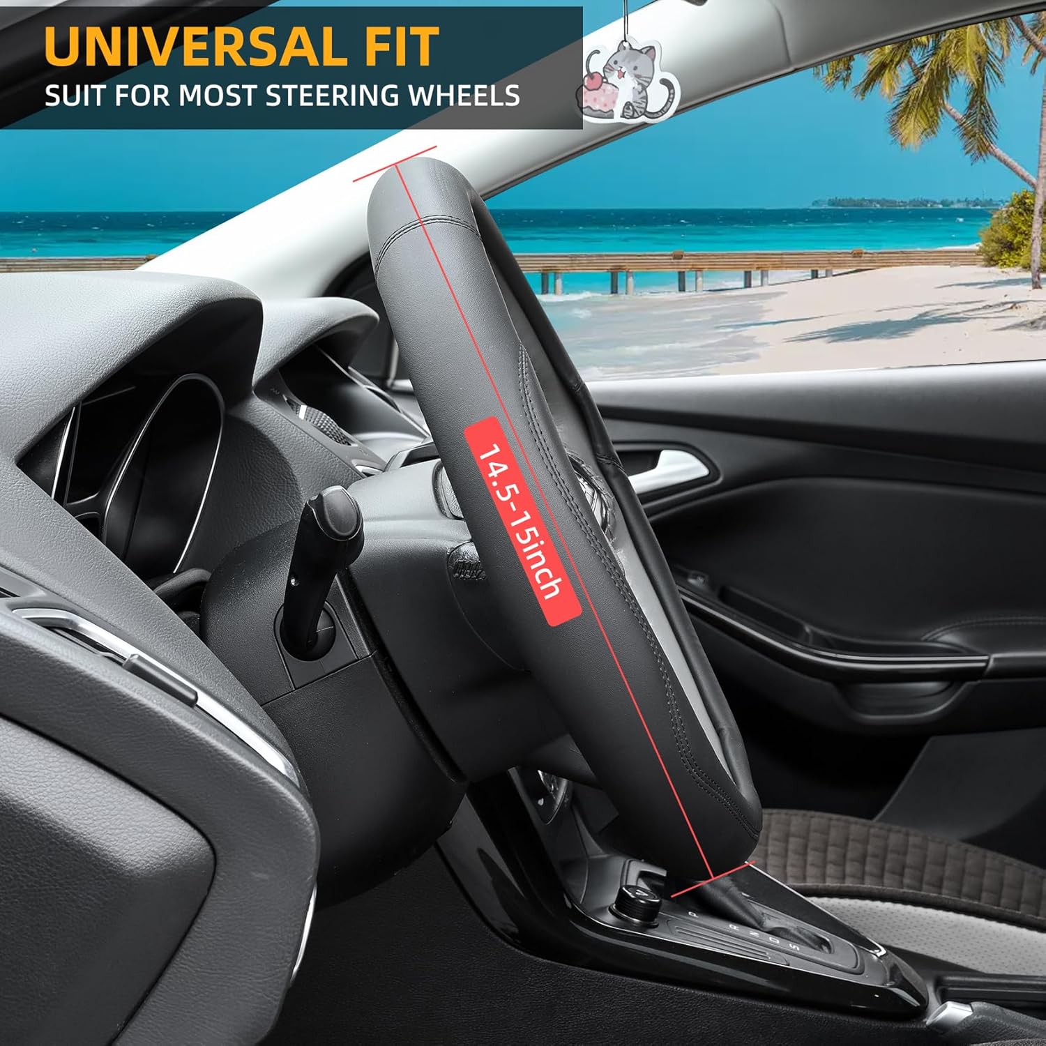 Valleycomfy Microfiber Leather Steering Wheel Cover
