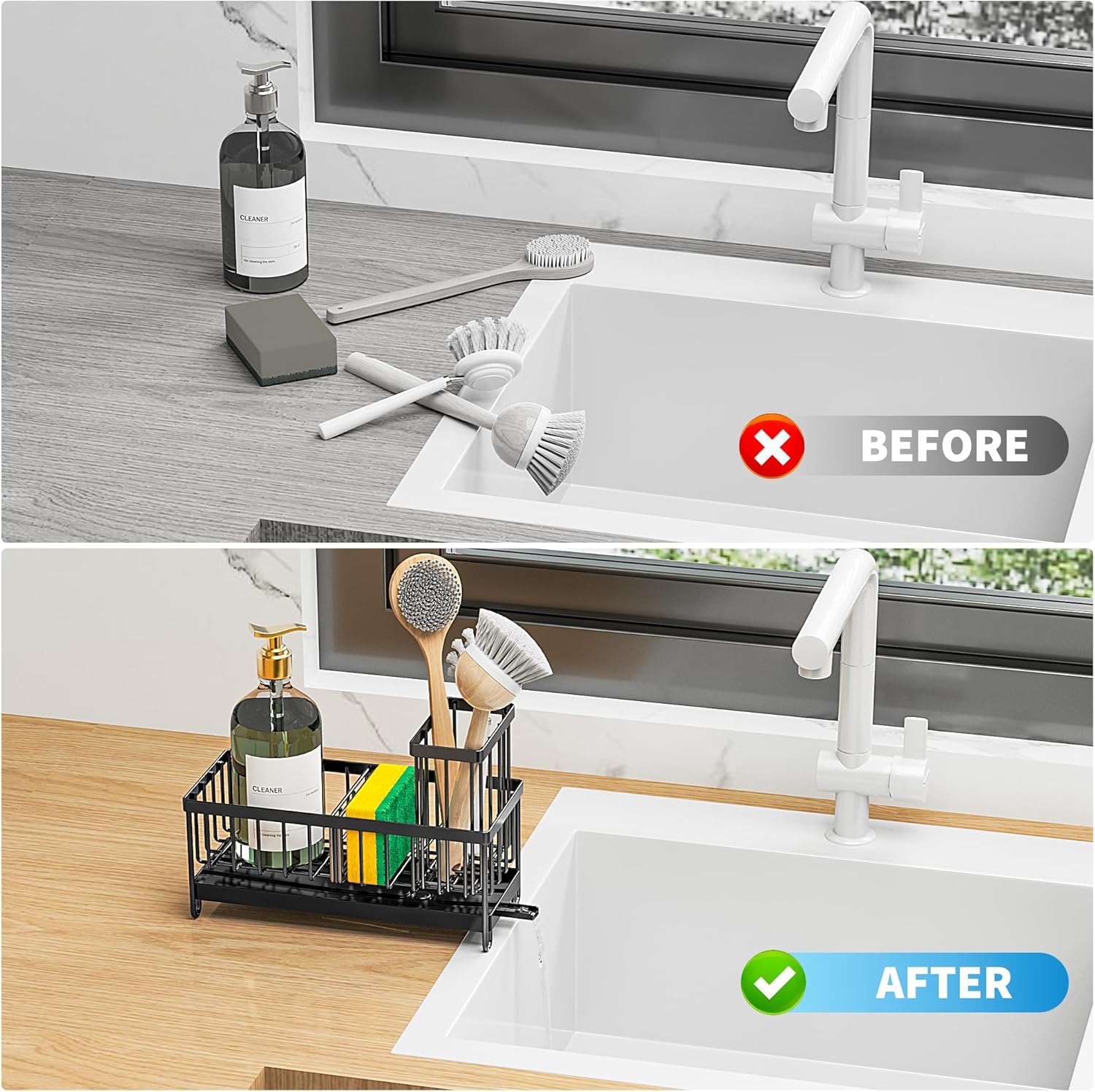 Cisily Stainless Steel Sponge & Brush Holder