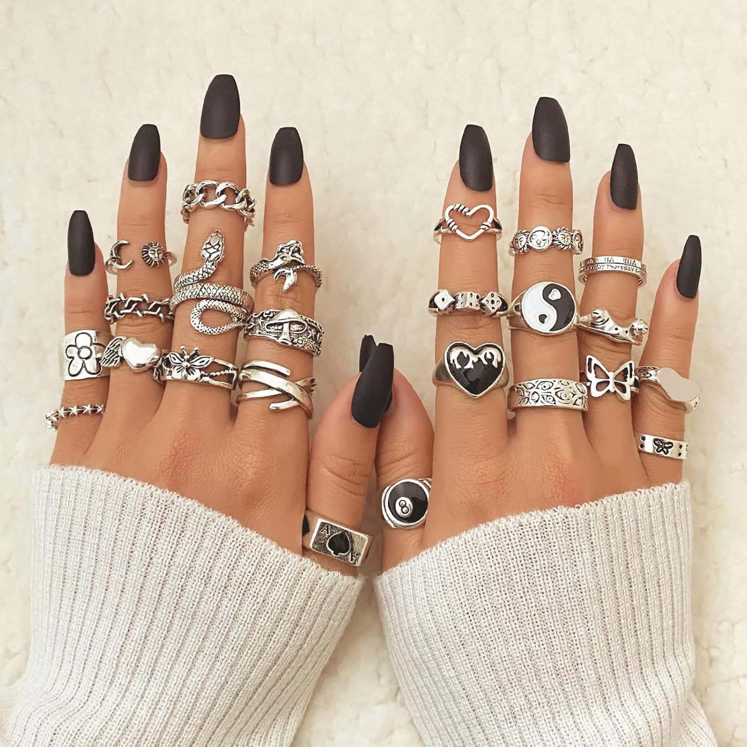 Grunge Adjustable Rings for Women Men