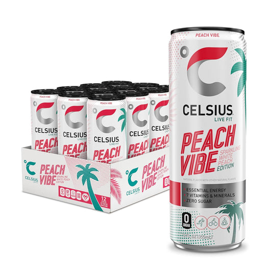 CELSIUS Sparkling Peach Vibe Energy Drink 12 pack