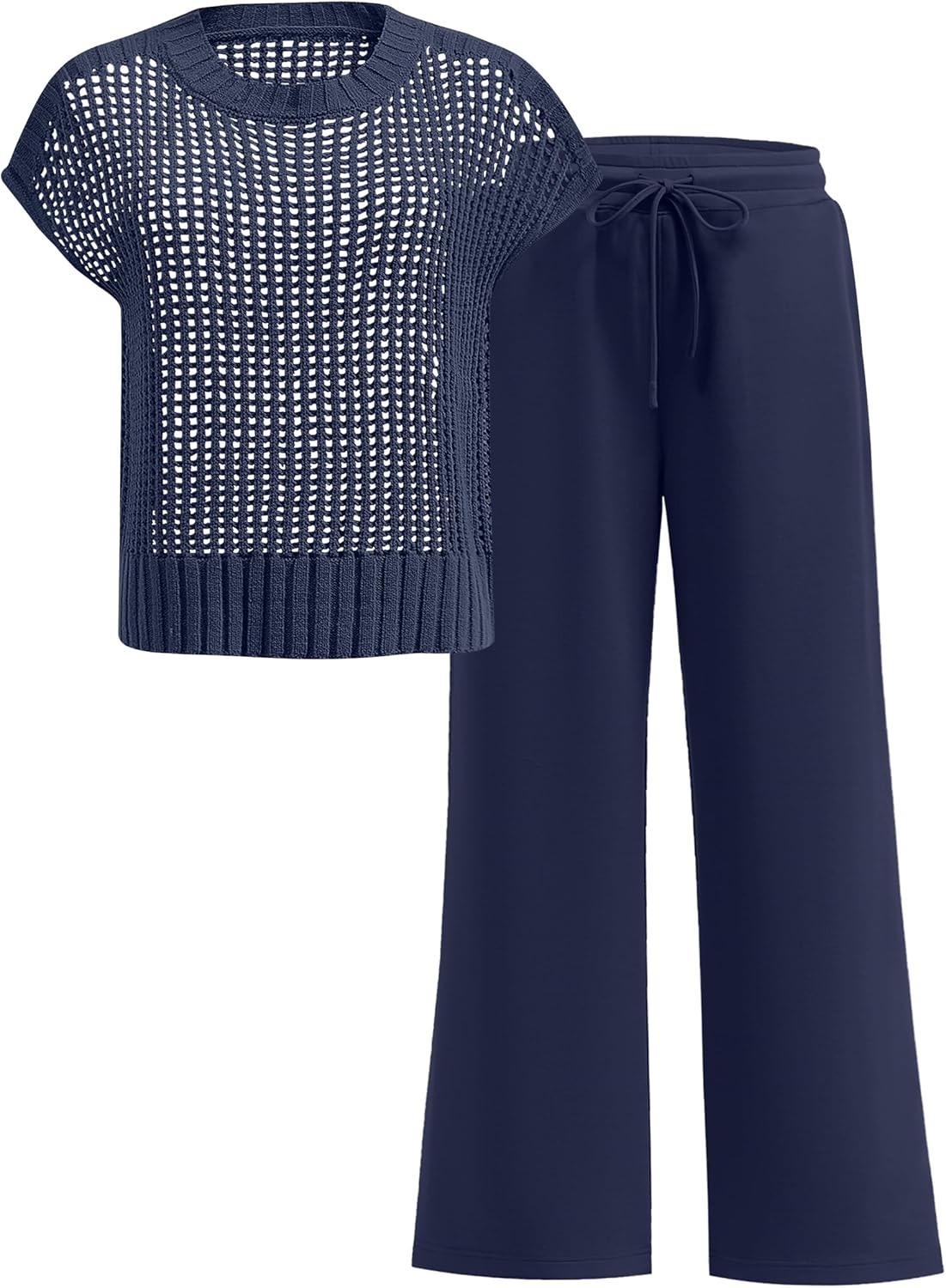 Two Piece Sheer Sweater Pants Set