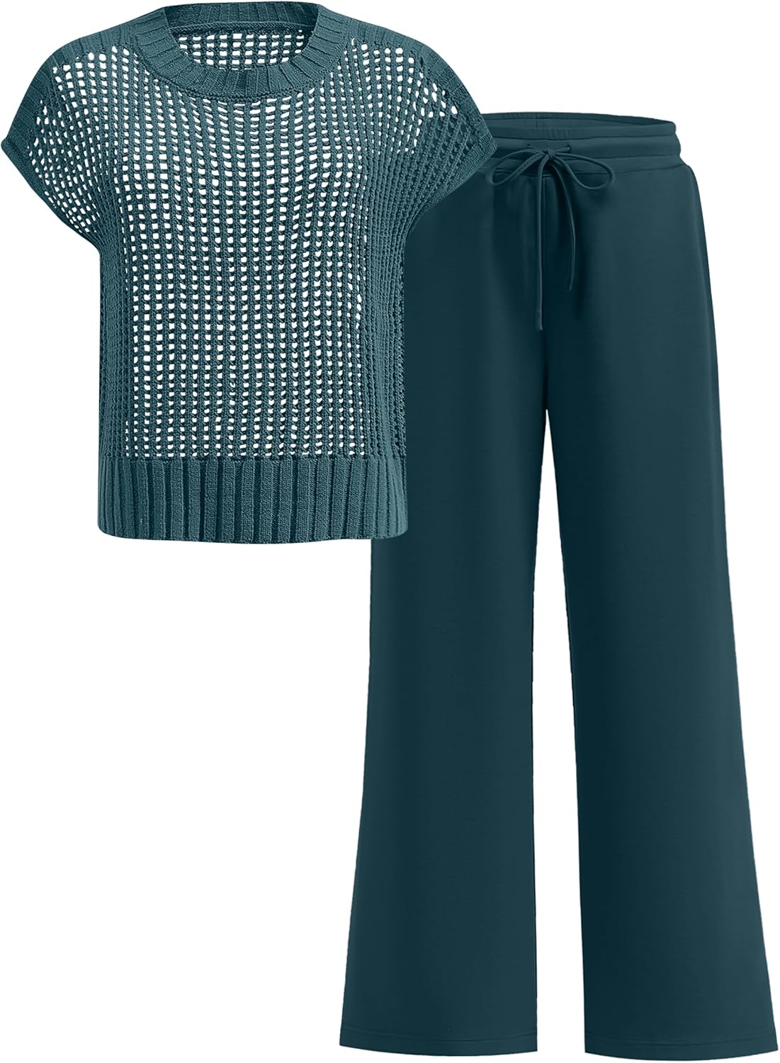 Two Piece Sheer Sweater Pants Set