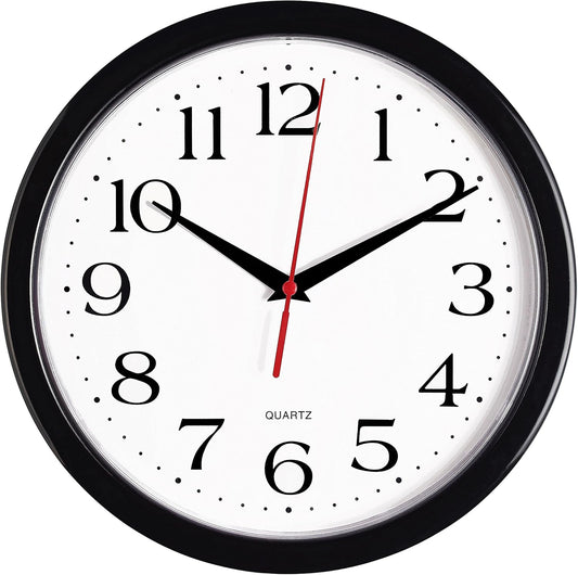 Bernhard Products Black Wall Clock Silent Non Ticking