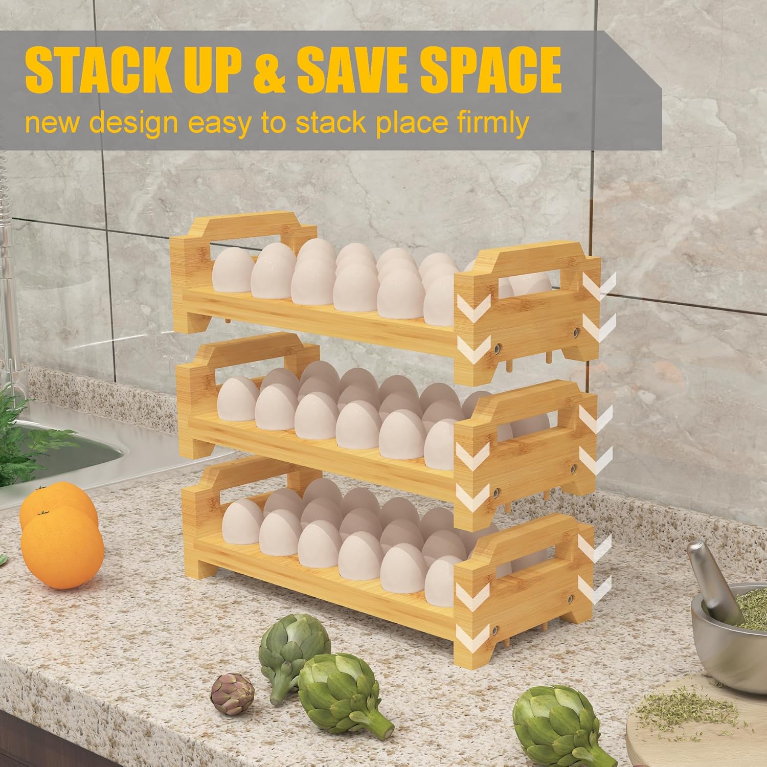 Farmhouse Bamboo Egg Display Rack
