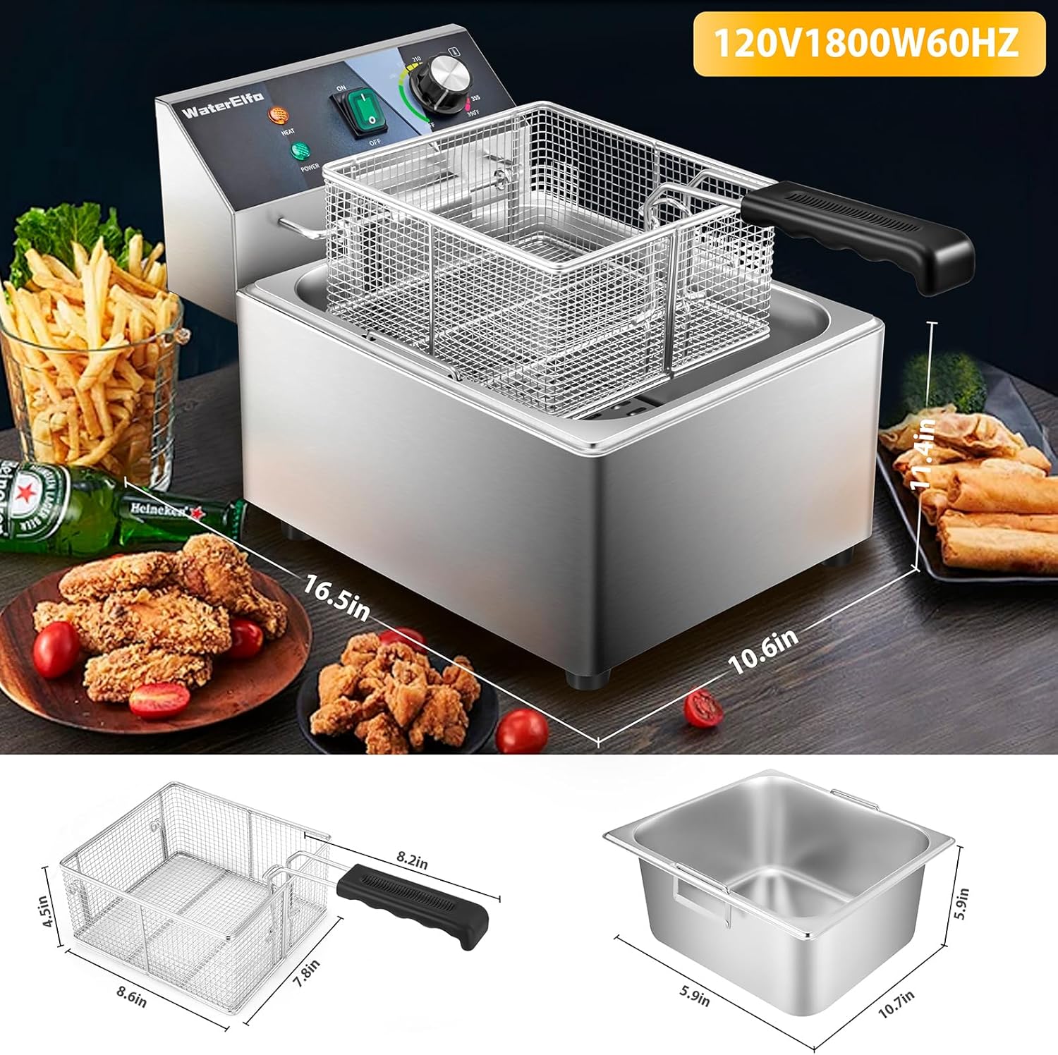Electric Deep Fryer with Adjustable Temperature