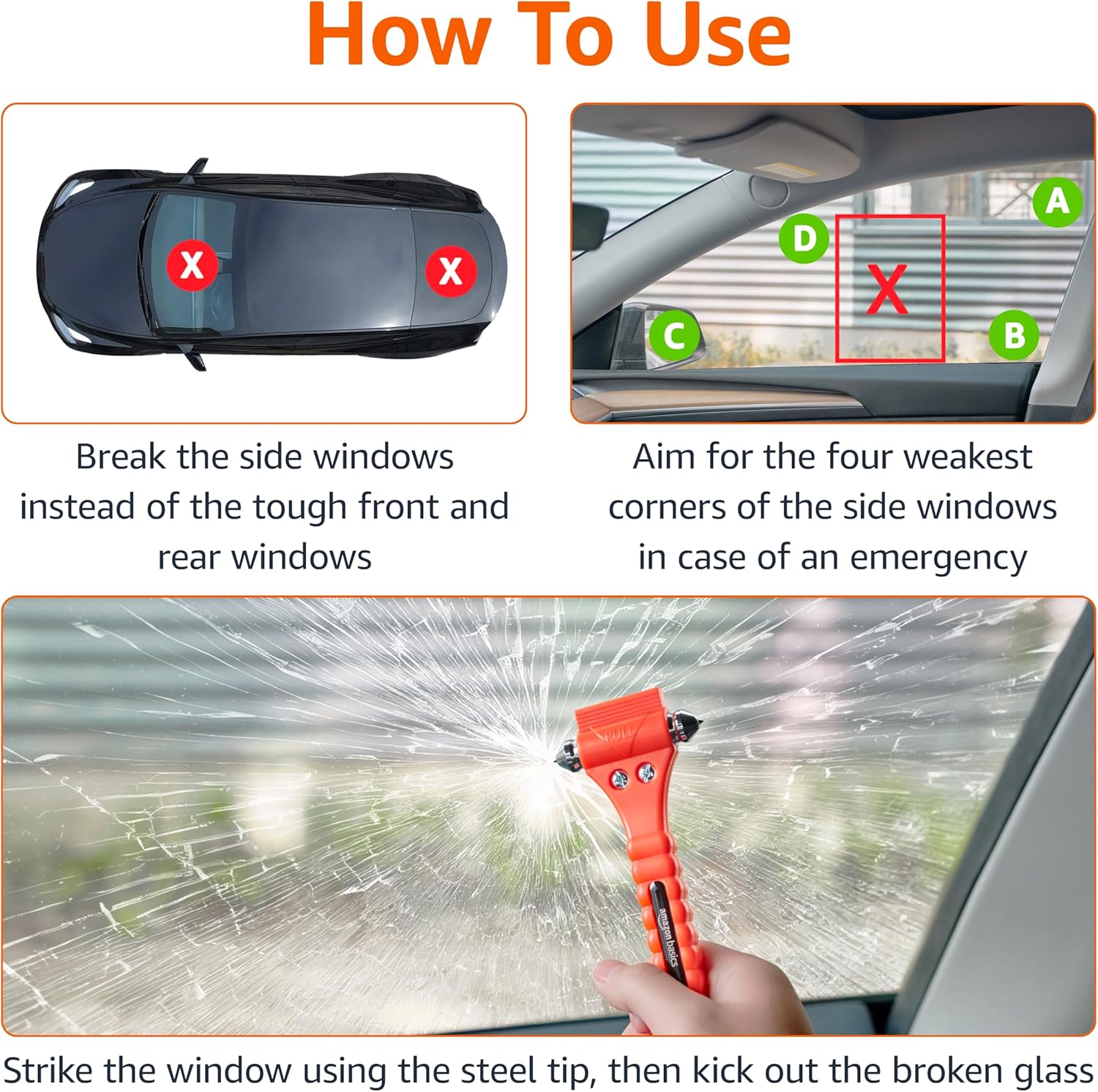 Car Emergency Tool – Seat Belt Cutter & Window Hammer