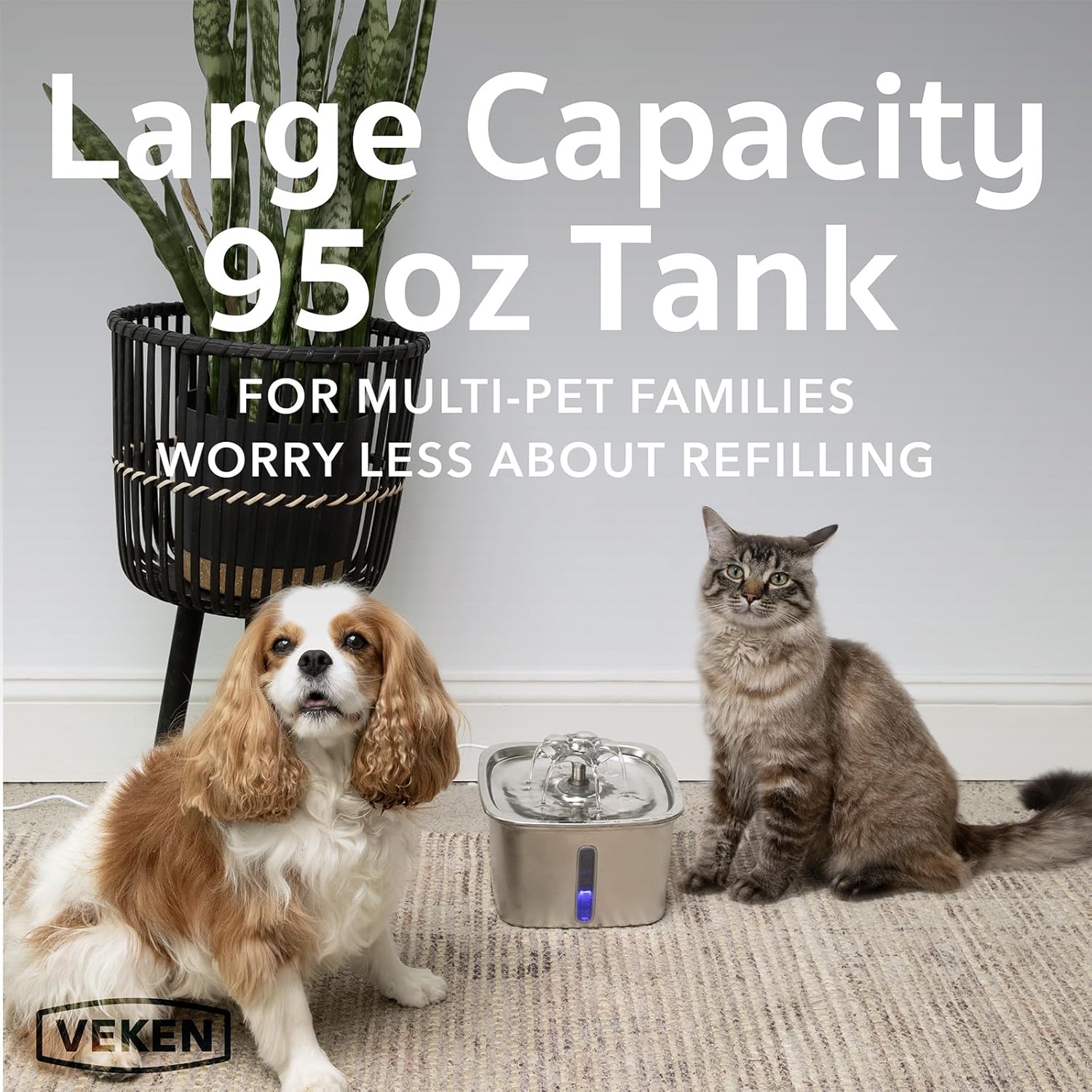 Veken 95oz Stainless Steel Cat Water Fountain