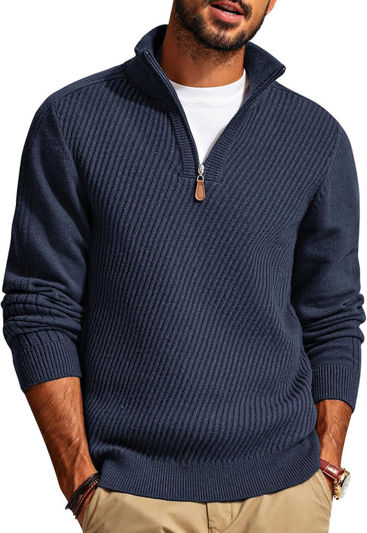 PJ PAUL JONES Mens Quarter Zip Pullover Sweaters