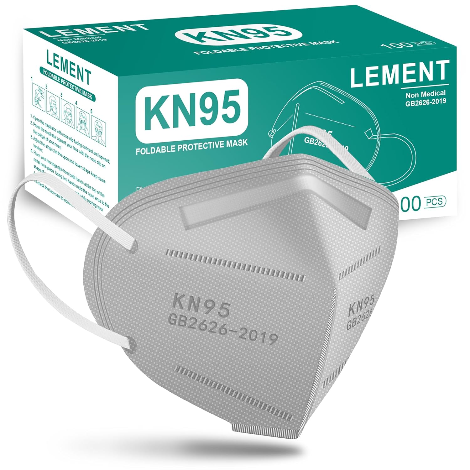 LEMENT 50pcs KN95 Face Masks Filter