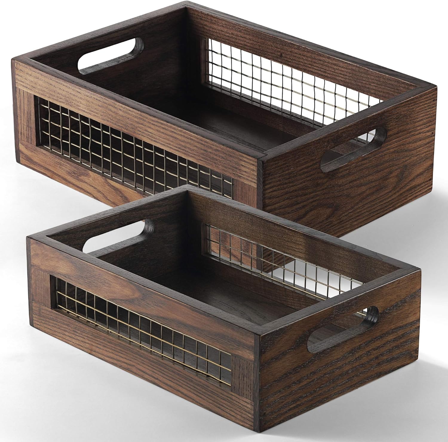 Wooden Countertop Baskets Set of 2 for Kitchen