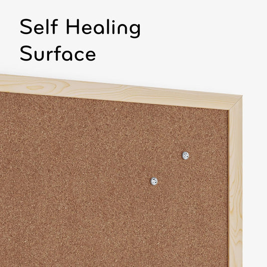 U Brands Cork Bulletin Board Light Birch Wood Frame