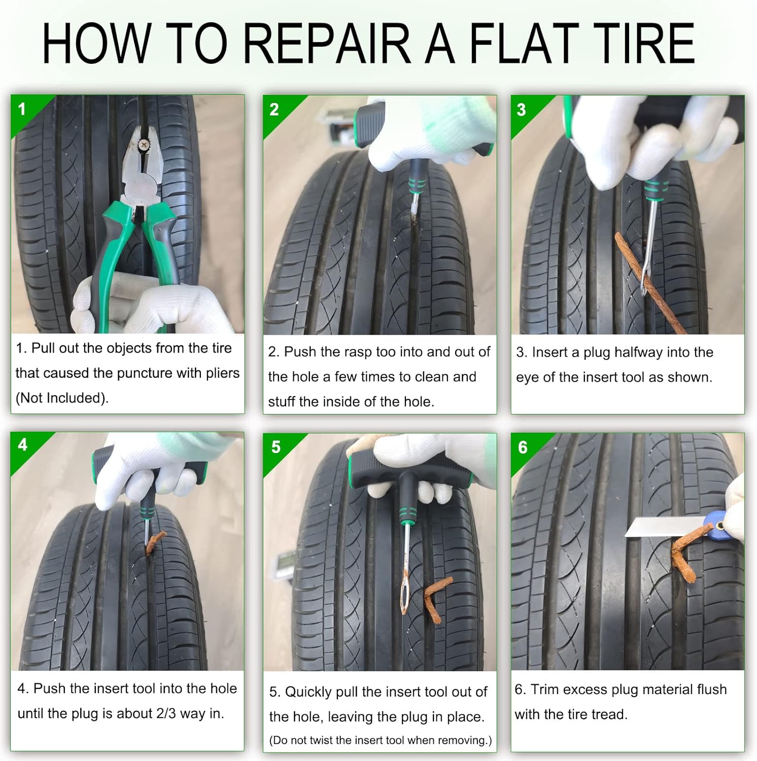 HolaKit Tire Plug Kit, 22PCS Compact Tire Repair Kit with Rubber Plugs