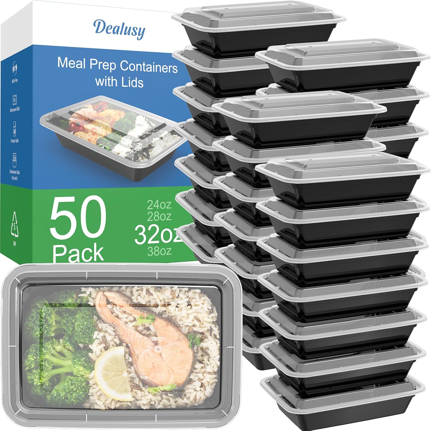 28 oz Meal Prep Containers Reusable with Lids