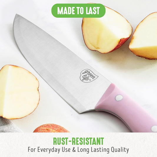 GreenLife Wood Knife Block with Steak Knives