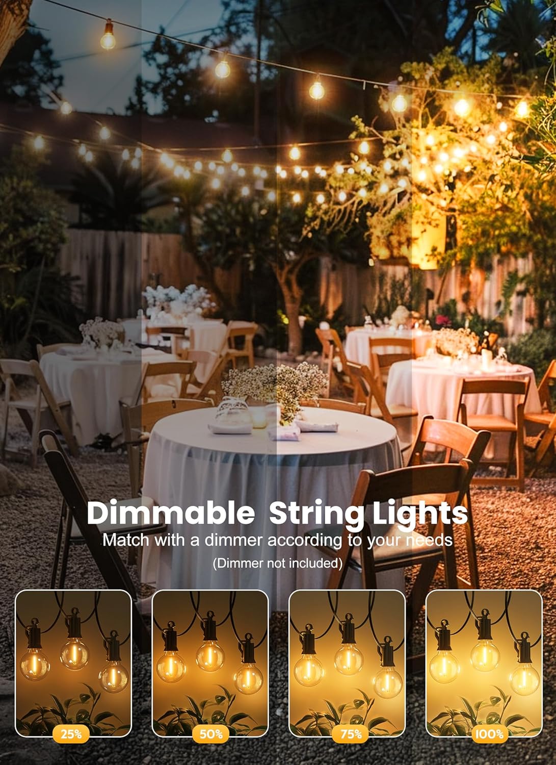 Brightown 50FT Outdoor String Lights