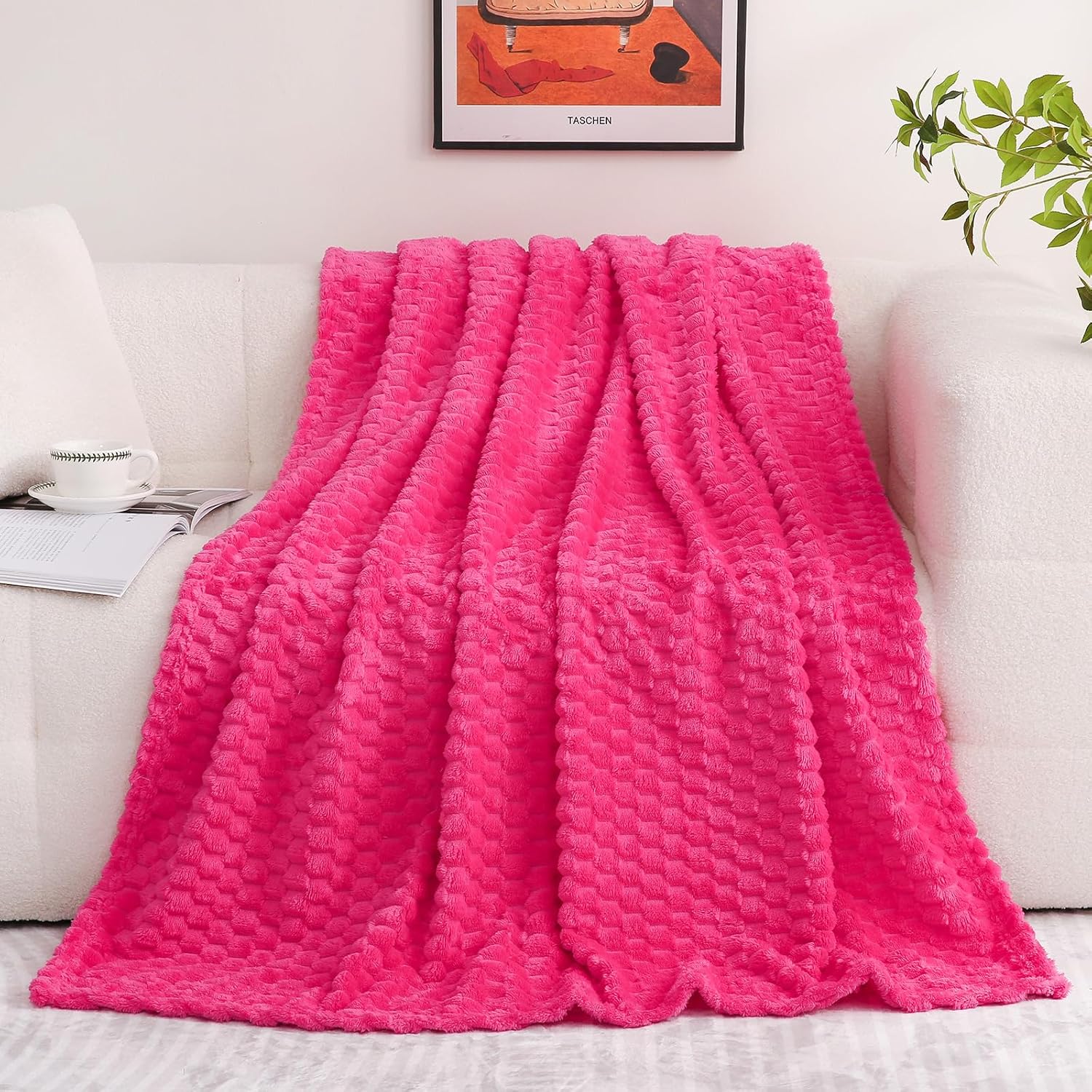 Puncuntex Hot Pink Throw Blanket  for Mom Fuzzy