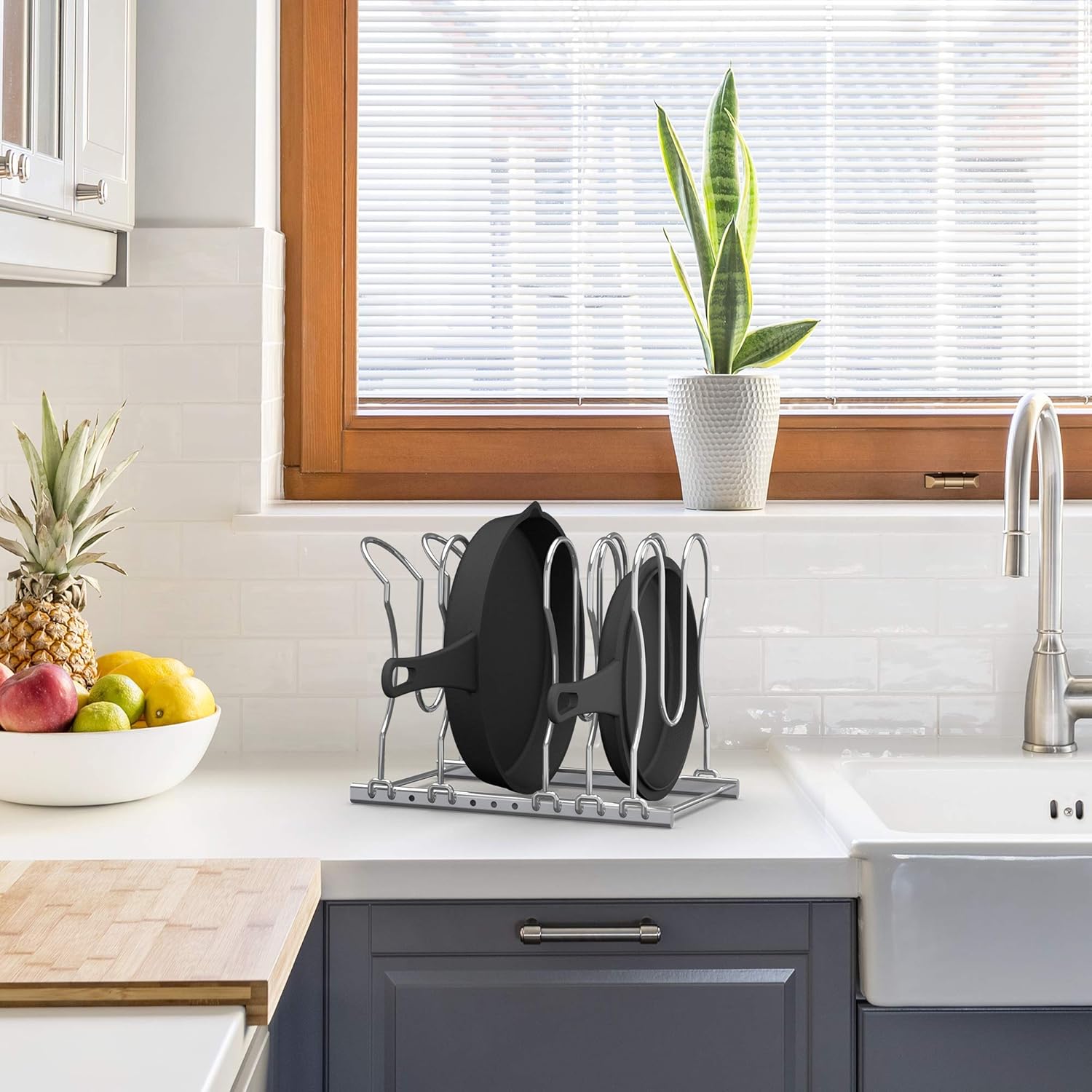 CAXXA Heavy Duty Pan Rack Pot Lid Rack Kitchen Cabinet