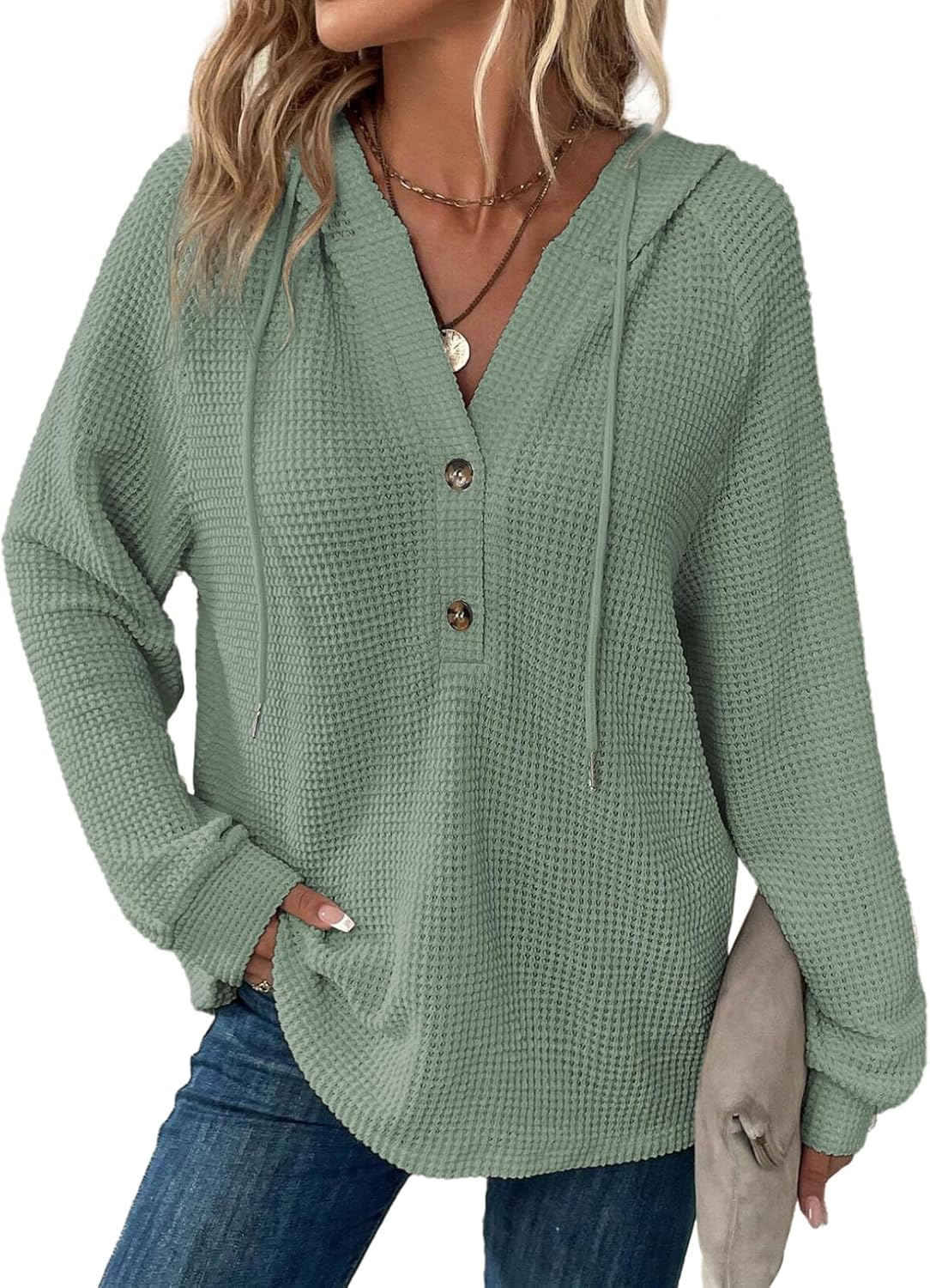 Dokotoo Hoodies for Women Waffle Knit Long Sweatshir