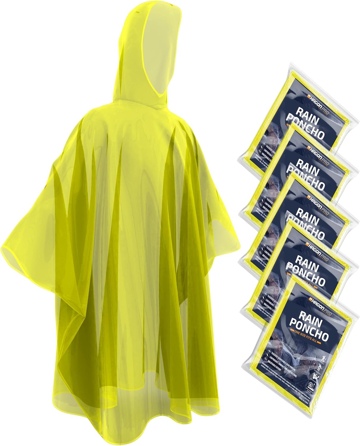 Hagon PRO Disposable Rain Ponchos for Adults
