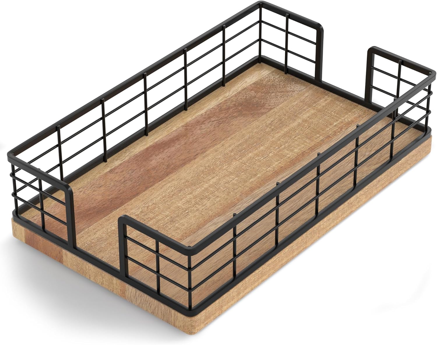 Wican Napkin Holder for Table Bamboo Iron Standing