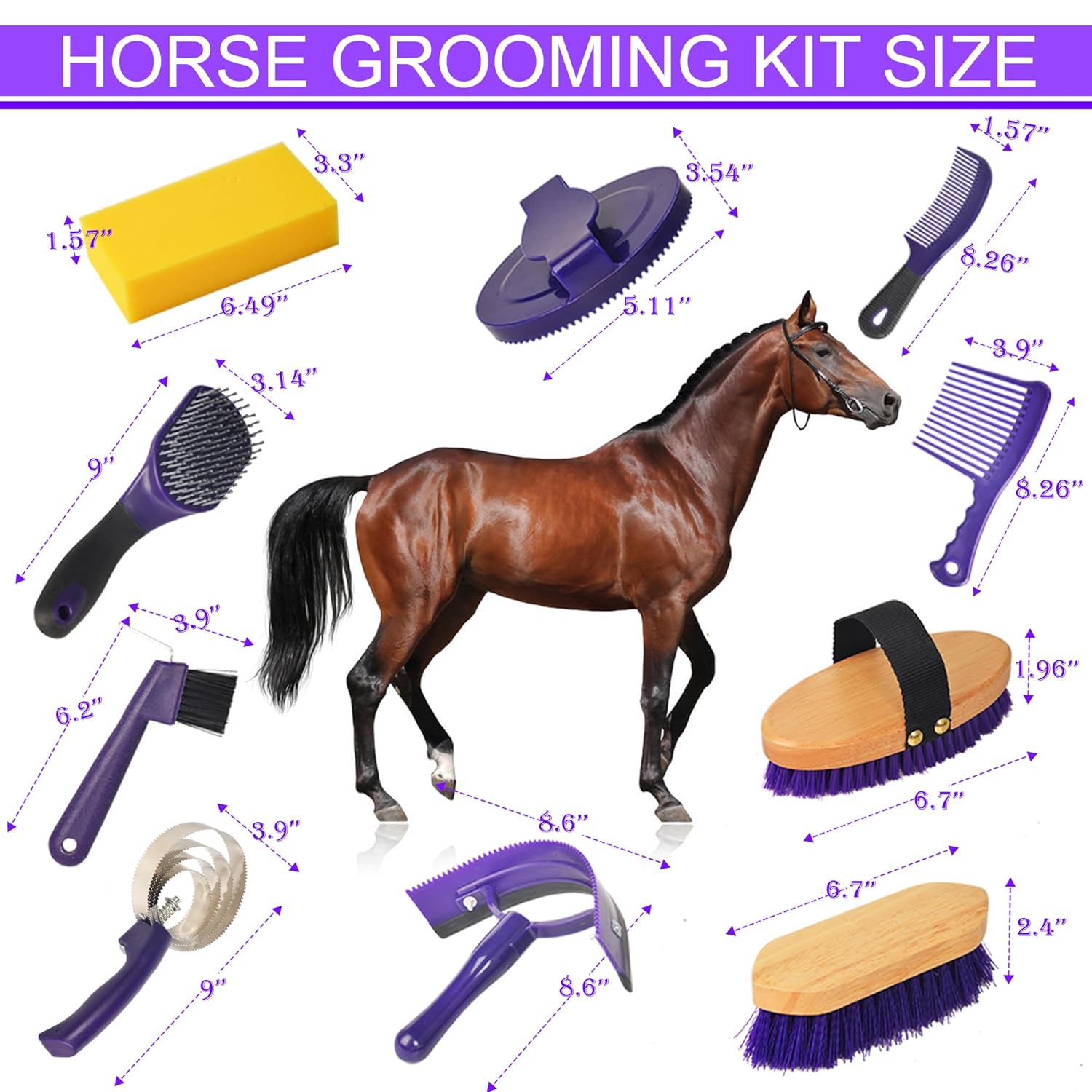 Horse Grooming Kit Bathing Supplies with Organize Bag