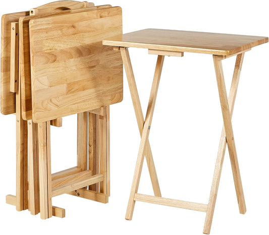 Classic Foldable TV Dinner Tray Table with Storage Rack