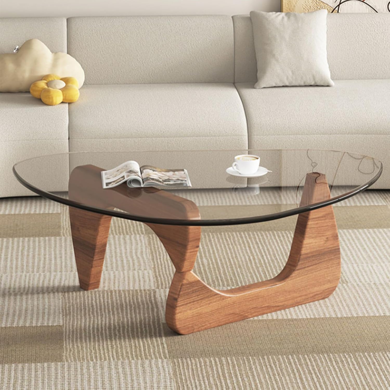 EASYSOUL Modern Glass Coffee Table for Living Room