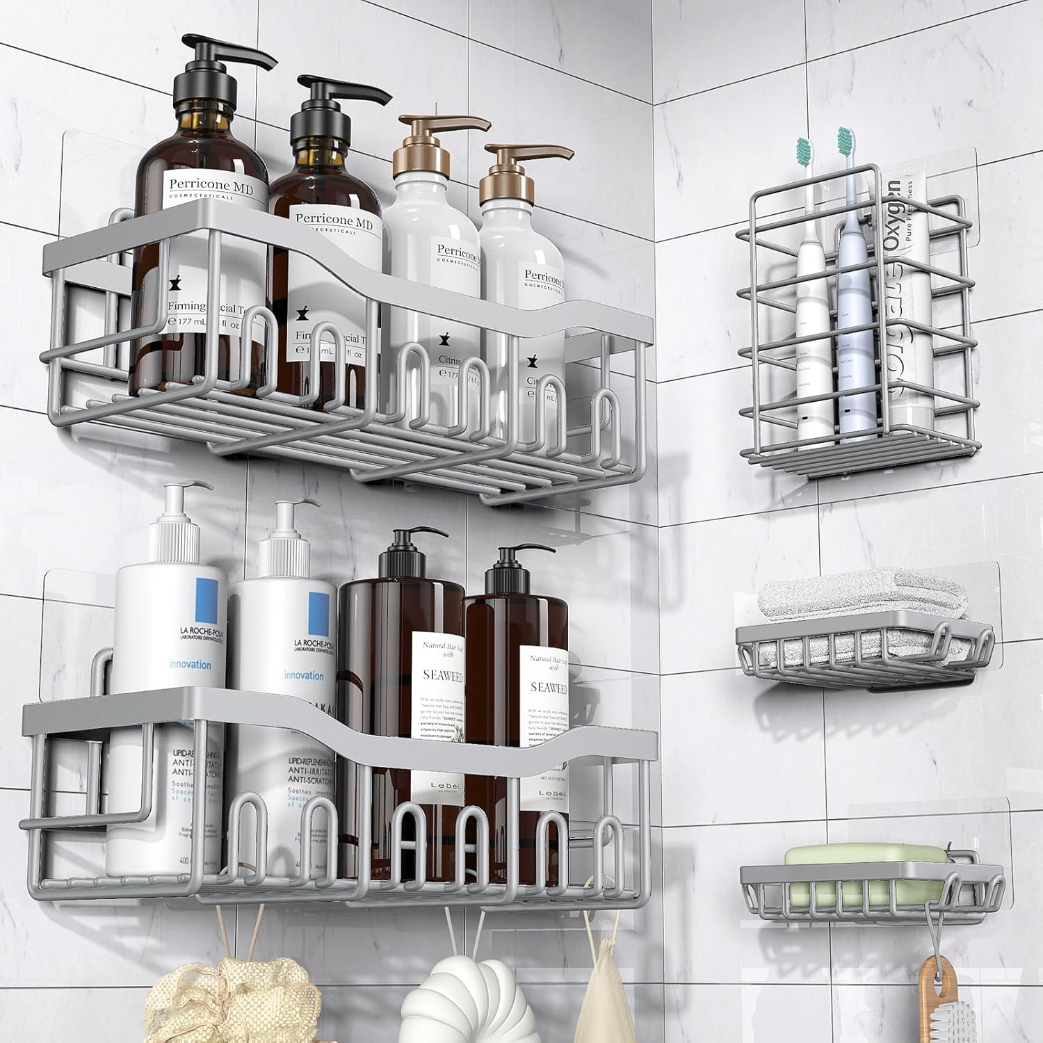 5-Pack Adhesive Shower Caddy