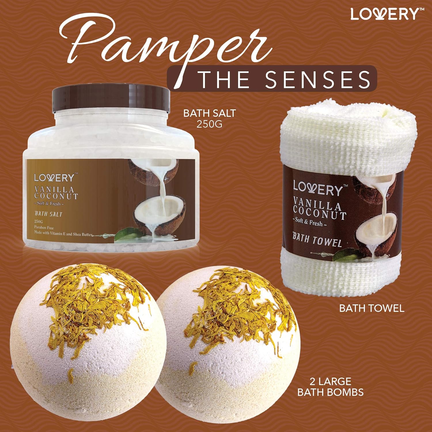 Women’s Spa Gift Basket – 9pc Vanilla Coconut Set
