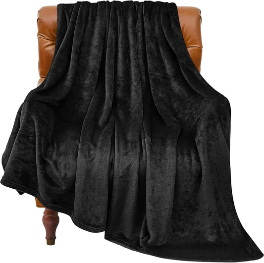 BEDELITE Fleece Black Throw Blankets for Bed