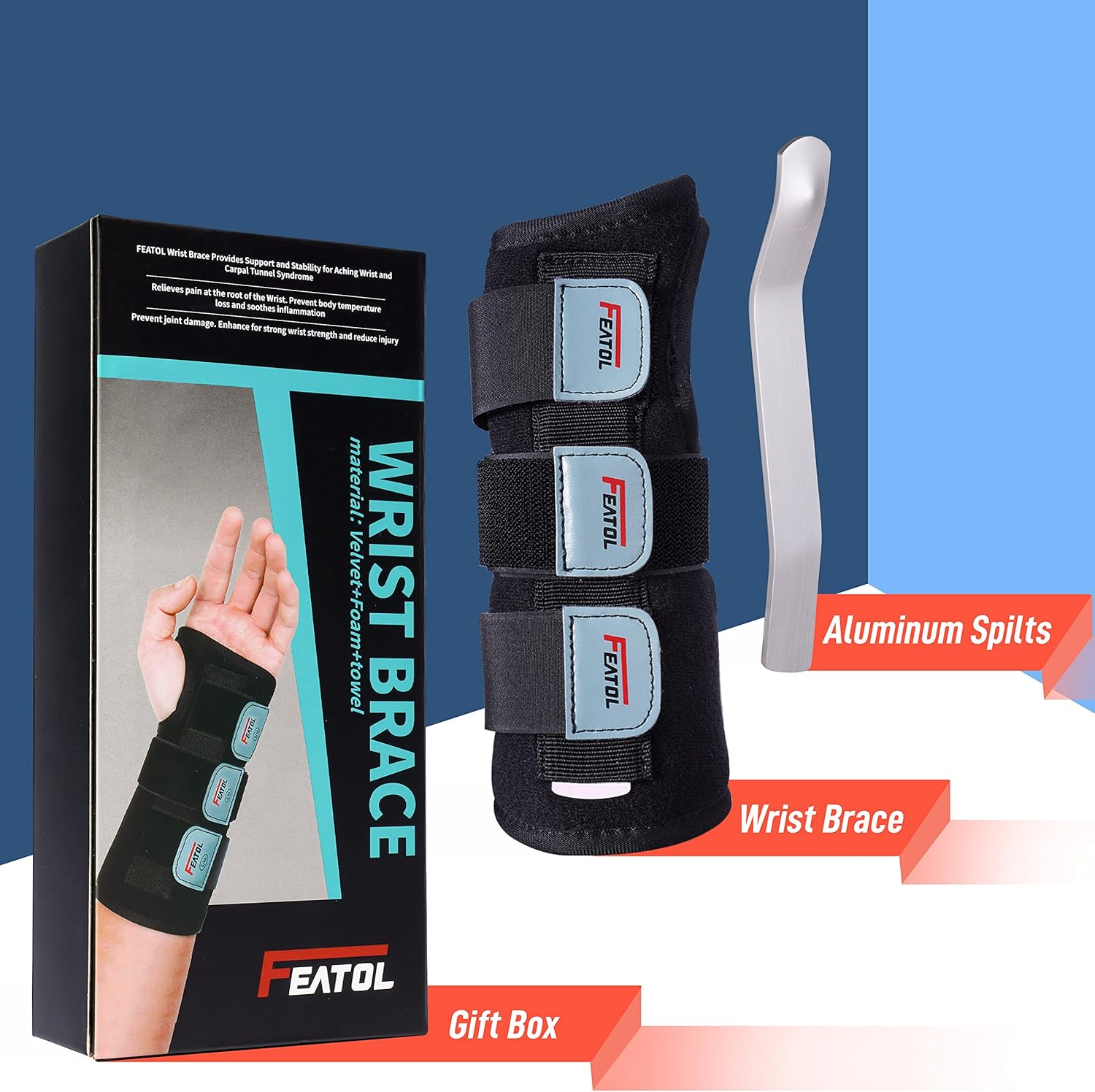 FEATOL Wrist Brace for Carpal Tunnel
