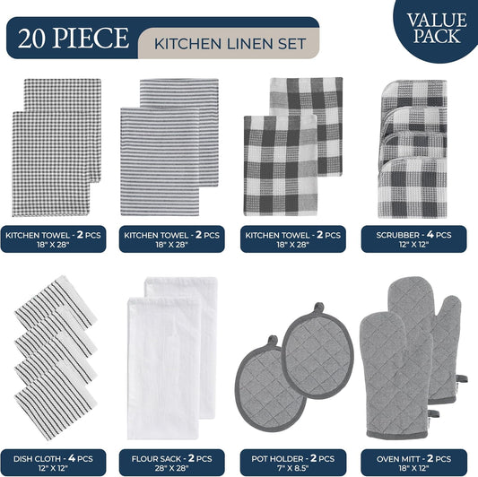 LANE LINEN Kitchen Towels and Dishcloths Sets